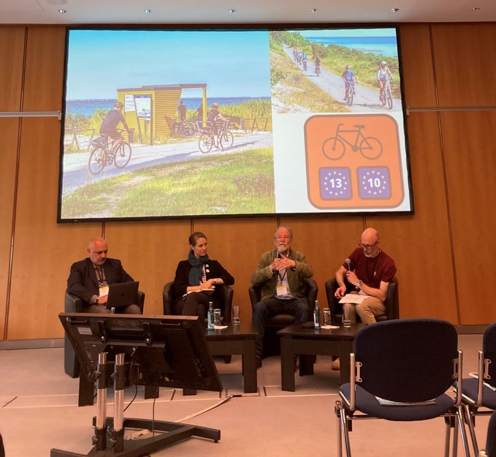 The panelists of the session 'Lessons from EuroVelo: 25 years of cycling tourism in Europe' at Velo-city 2023.