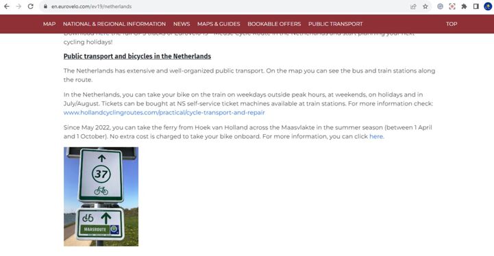 Information can be available in the description at the top of the page, like here for EuroVelo 19 - Meuse Cycle Route in the Netherlands