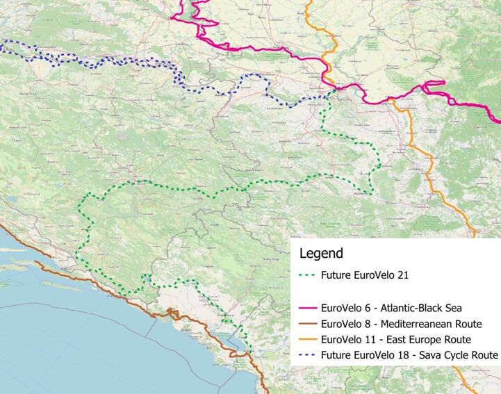 Map of the future EuroVelo 21