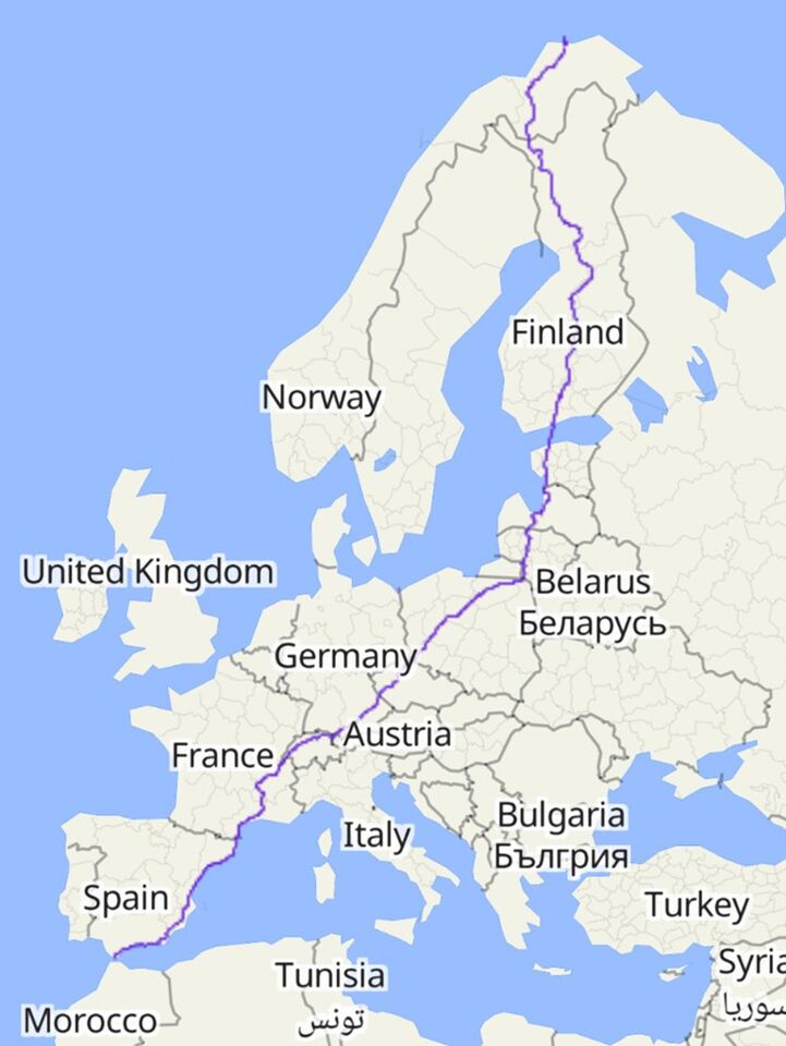 6968 km (4329.5 miles), 12 countries, 95 days