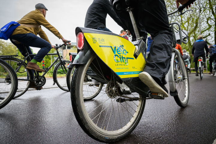 The Bike parade during Velo-city 2023 - on custom branded bikes, of course!