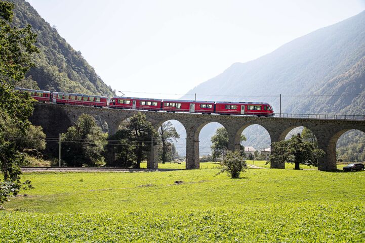 Bernina Express on the Rhaetian Railway.