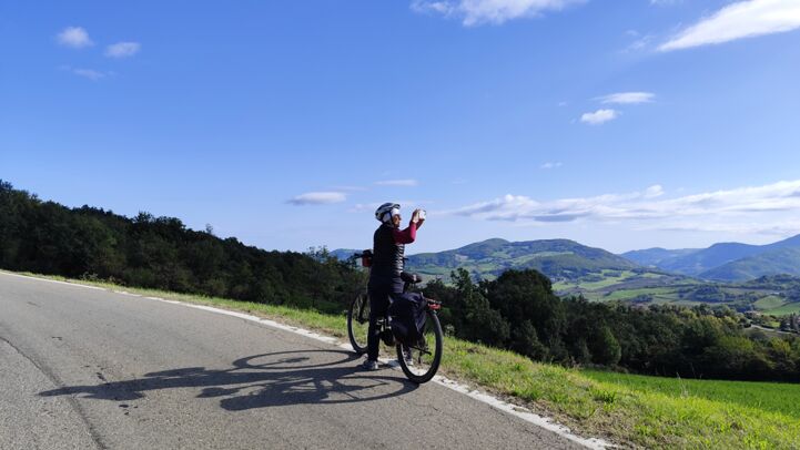 Beautiful Apennine views while cycling on EuroVelo 5.