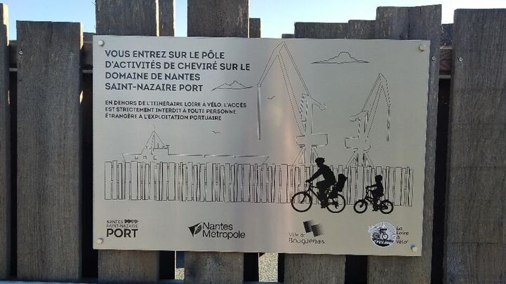 Information board at the entry of the port area of Nantes Saint-Nazaire