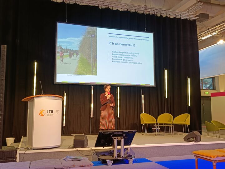 Agathe Daudibon on the Lighthouse stage during the ITB Convention 2024.