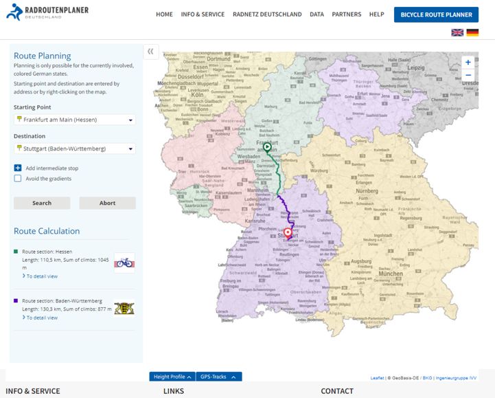 German cycling route planner