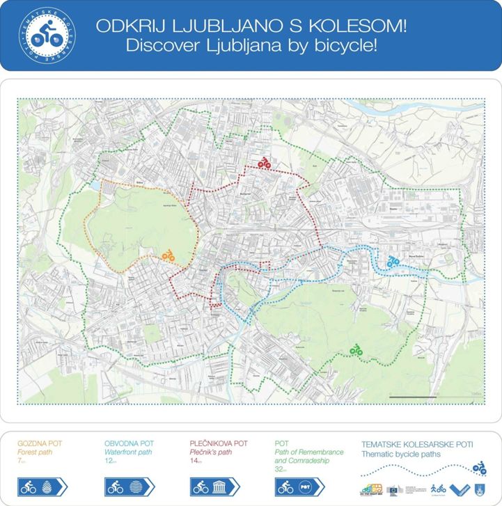 Ljubljana's themed cycle routes