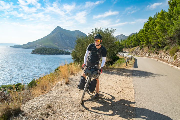 Cycling in Croatia, after having stepped out of the ferry from Ugljan