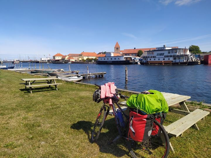 A stop on EuroVelo 7 - Sun Route in Denmark, heading towards Sweden.