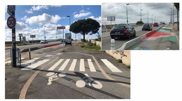 Artistic cycle path realised on the “Three Continents Bridge” in Nantes