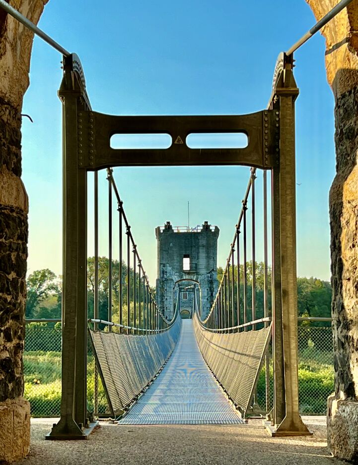 The suspension bridge at Rochemaure