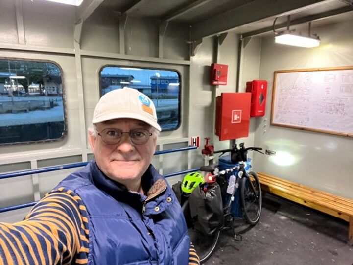 ECF president Henk Swarttouw testing multimodality on EuroVelo 10.