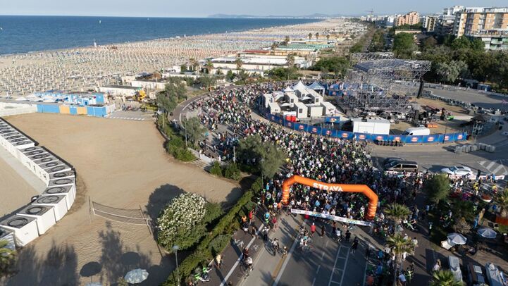A moment of the bike parade in Rimini.