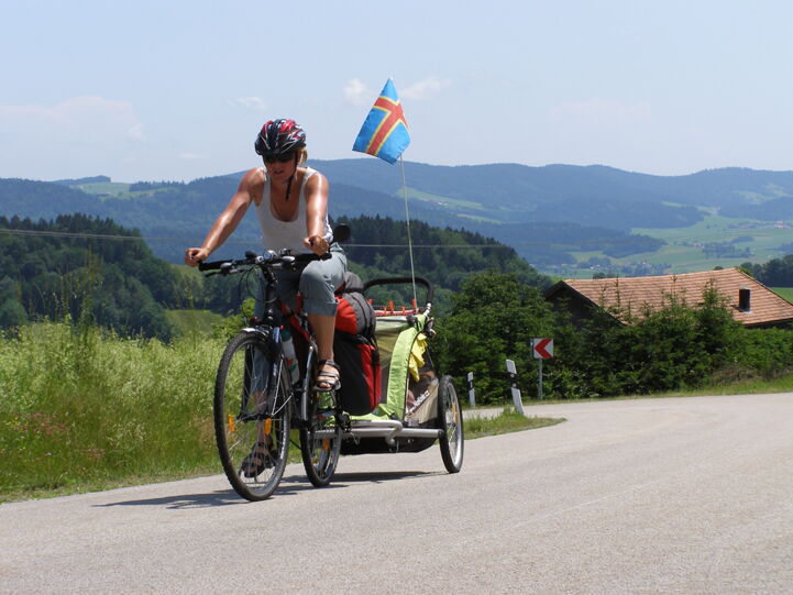 Jitka Vrtalová cycling on EuroVelo routes in Czechia in 2013.