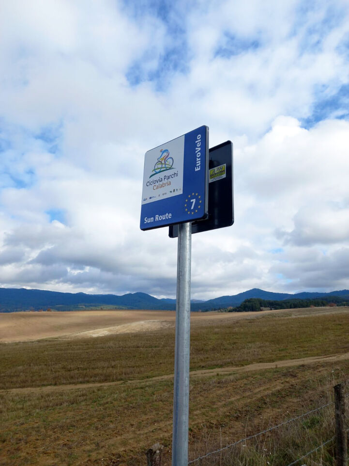 EuroVelo 7 signs in Calabria, Italy