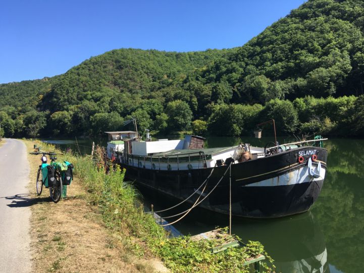 Boat on the Meuse close to the French-Belgian border