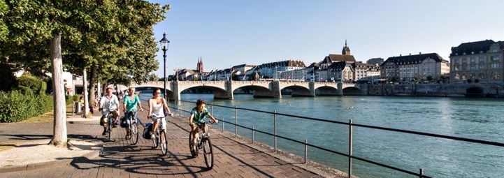 EuroVelo 15 - Rhine Cycle Route in Basel, Switzerland