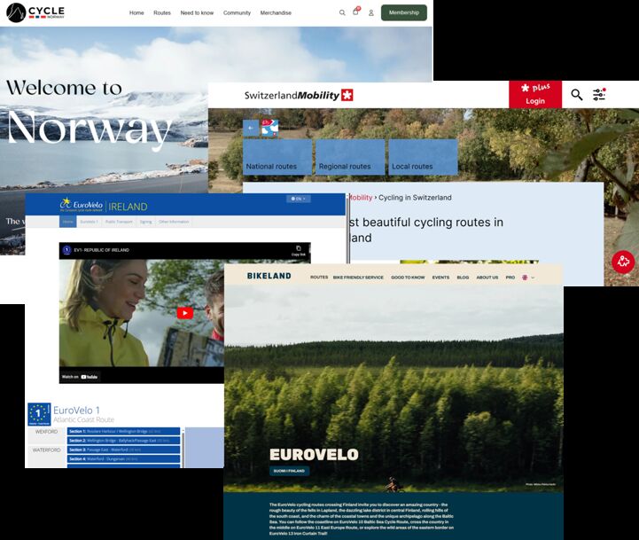 Examples of new and updated national websites about EuroVelo in 2023.